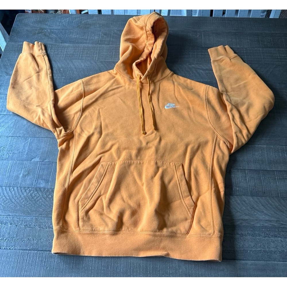 Nike Men's Orange-Gold Sportswear Club Fleece Pullover Hoodie Size Medium